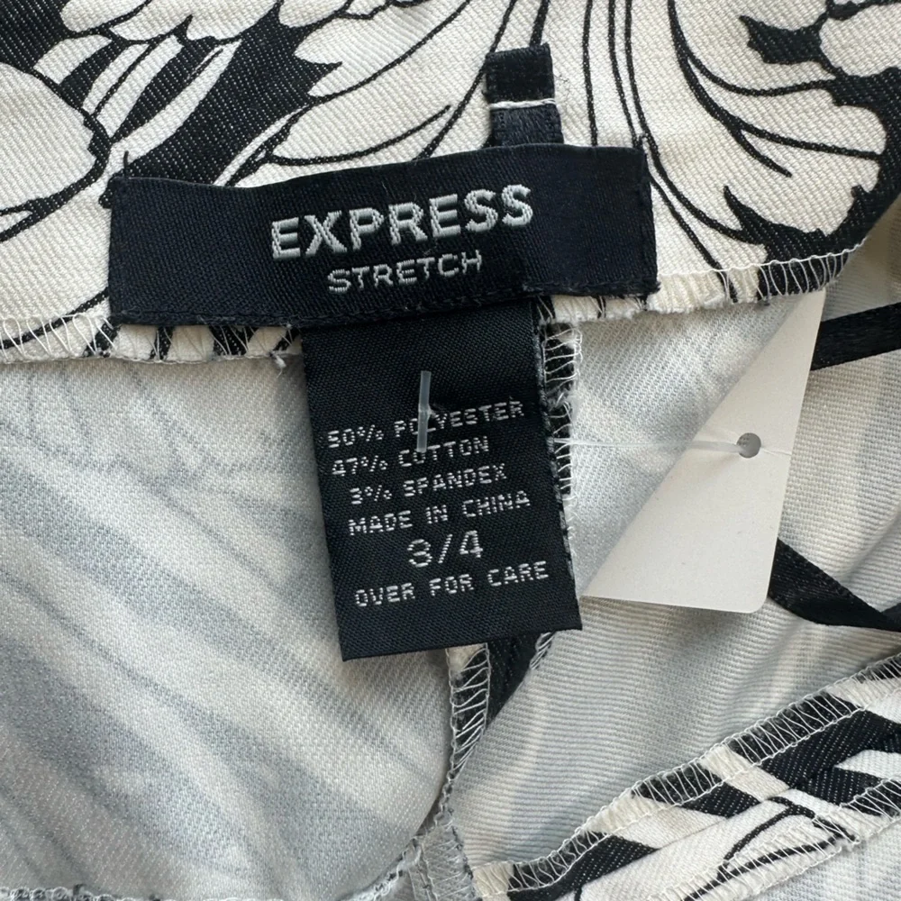 Y2K Vintage Express Black White Hawaiian Tropical Tube Strapless Dress - Picture 11 of 13